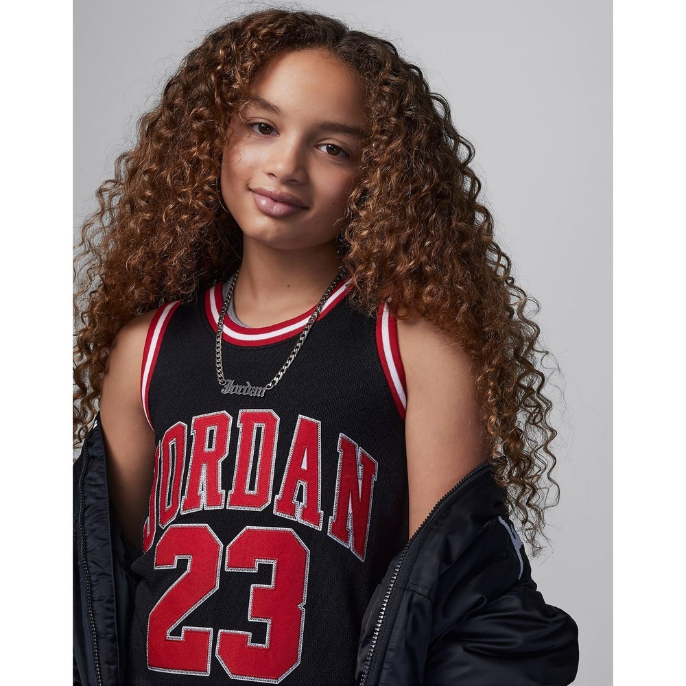 Jordan Nike‎ Girls 23 Jersey Long Tank Top  Size L Gym Black Sleeveless MSRP $45 - Picture 6 of 12
